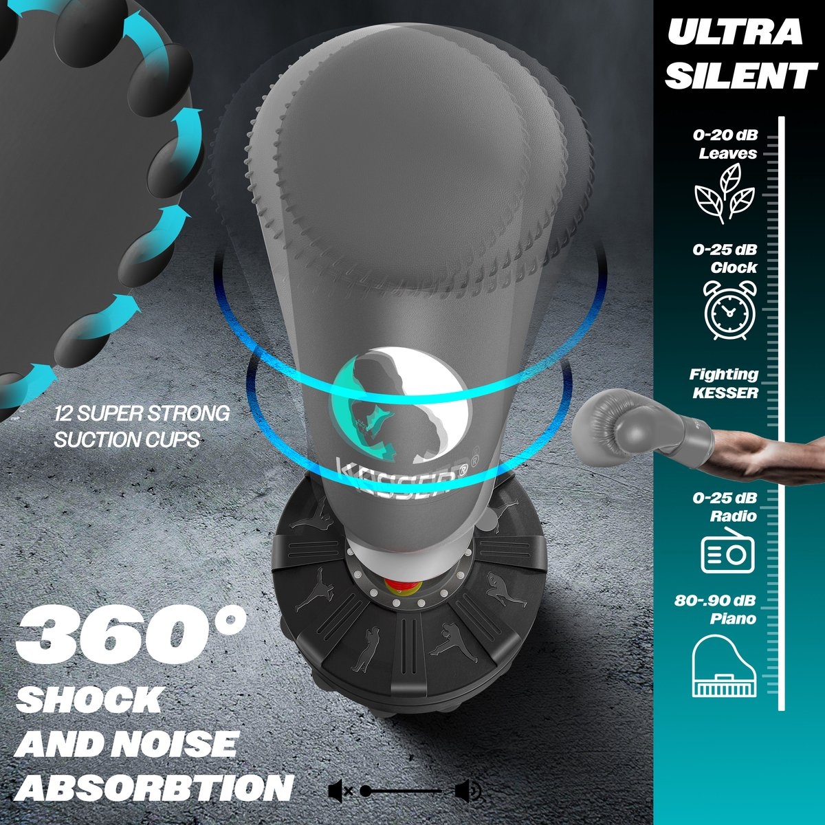 Boks set - staande bokszak - met bokshandschoenen en springtouw - kickbokszak - MMA Boksbal - fitness bokspaal met voet - Afbeelding 6