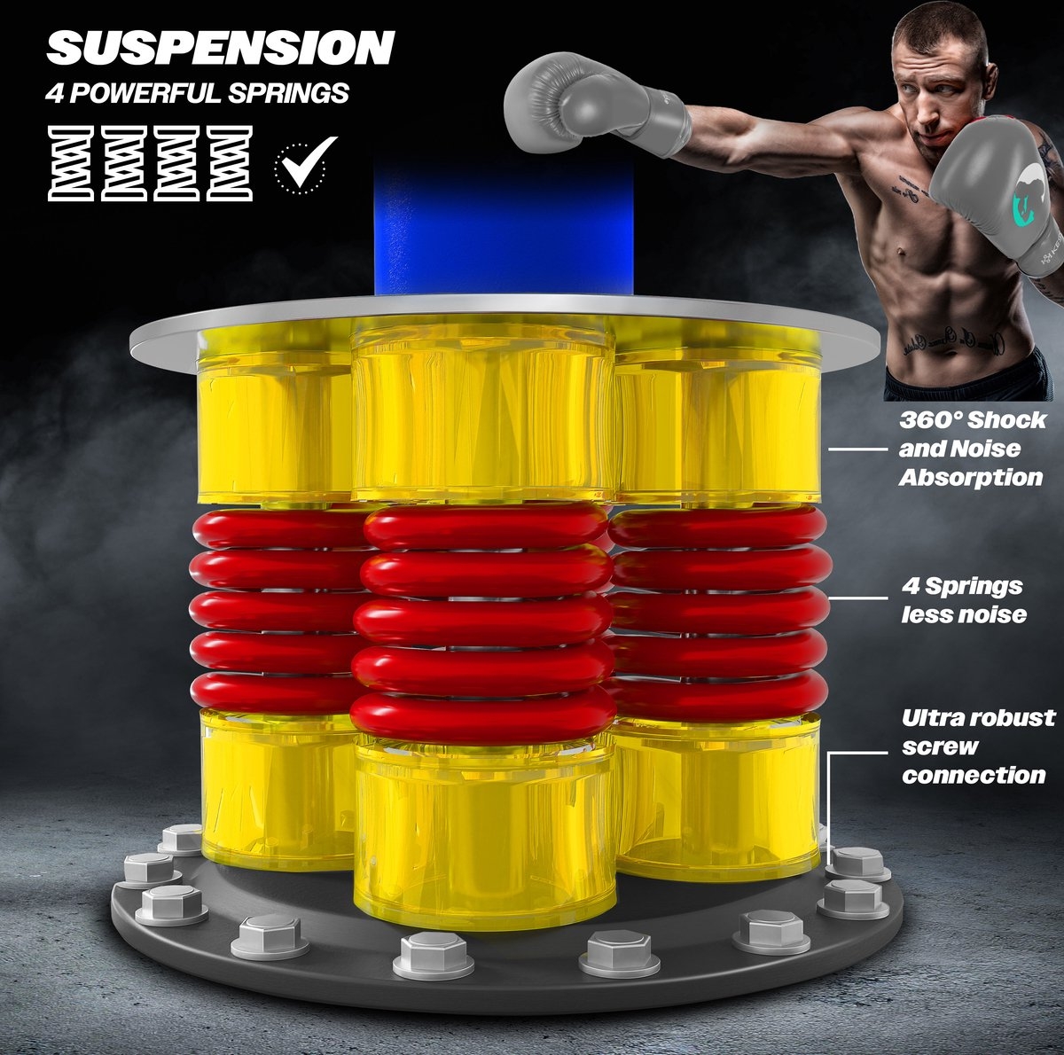 Boks set - staande bokszak - met bokshandschoenen en springtouw - kickbokszak - MMA Boksbal - fitness bokspaal met voet - Afbeelding 8