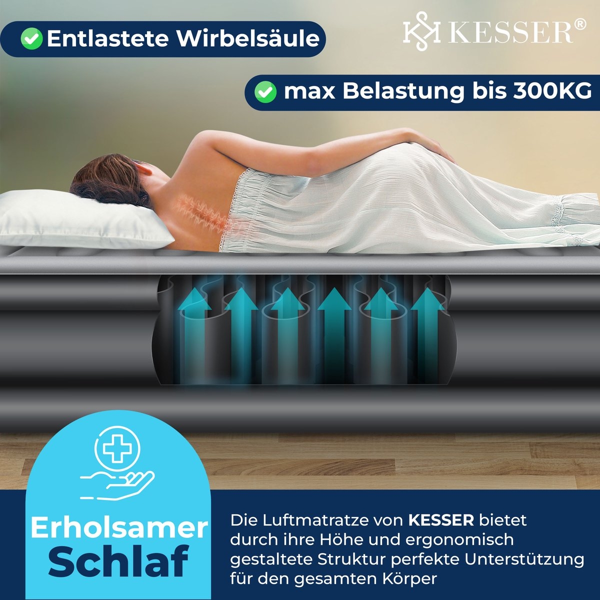 Luchtbed tweepersoons - 203x153 cm - elektrisch opblaasbaar - ingebouwde pomp - m et opbergtas en reparatiekit - grijs / antraciet - Afbeelding 14