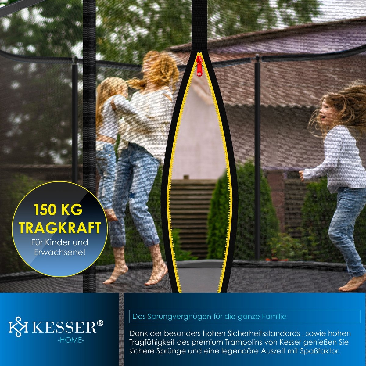 Trampoline - diameter 244 cm - met veiligheidsnet en ladder - max 150 kg belasting - Afbeelding 6