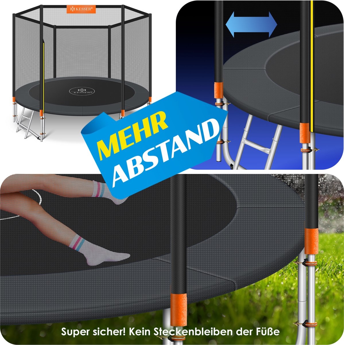 Trampoline - diameter 244 cm - met veiligheidsnet en ladder - max 150 kg belasting - Afbeelding 7