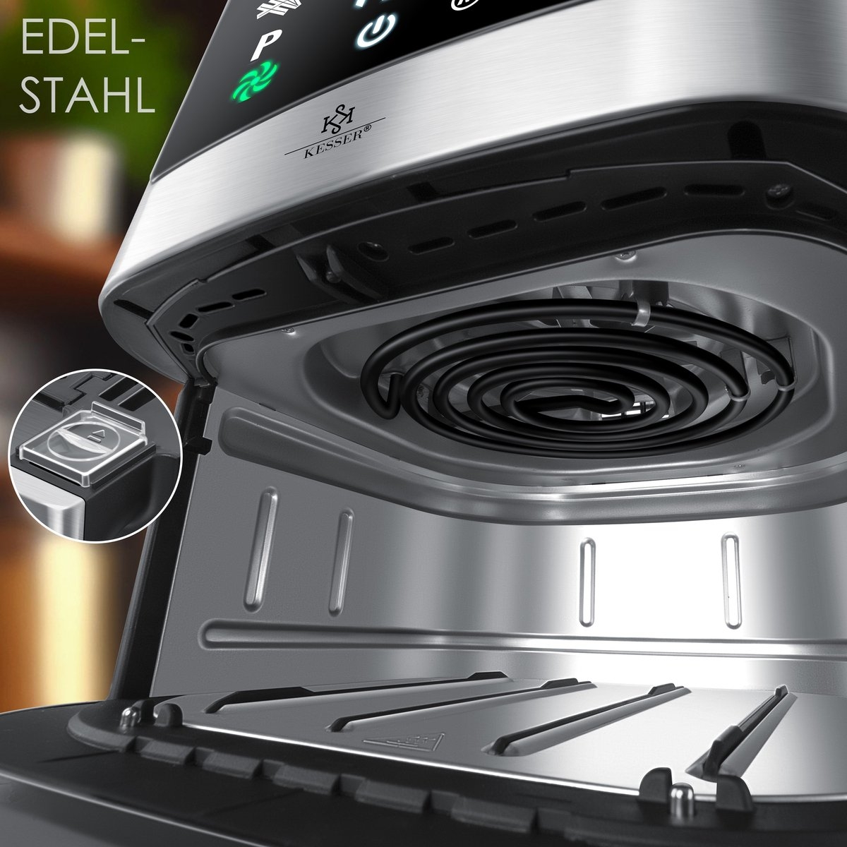 Airfryer XXL - 5,5 Liter - heteluchtfriteuse - RVS - 1700W - touch display - zilverkleurig - Afbeelding 8