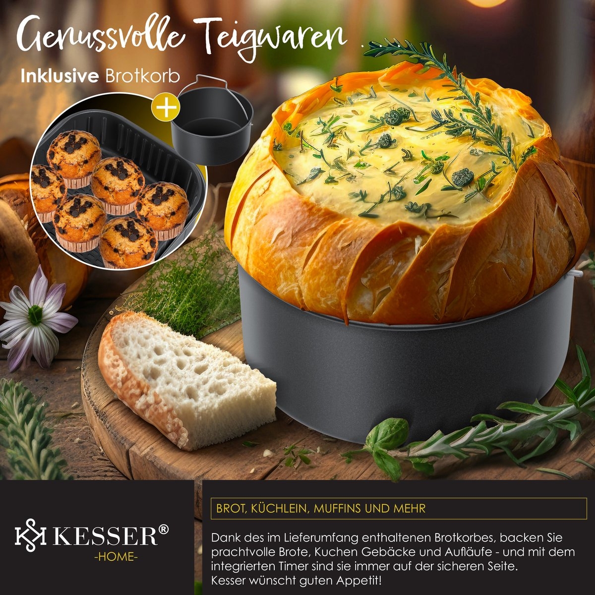 Airfryer XXL - 5,5 Liter - heteluchtfriteuse - RVS - 1700W - touch display - zilverkleurig - Afbeelding 11