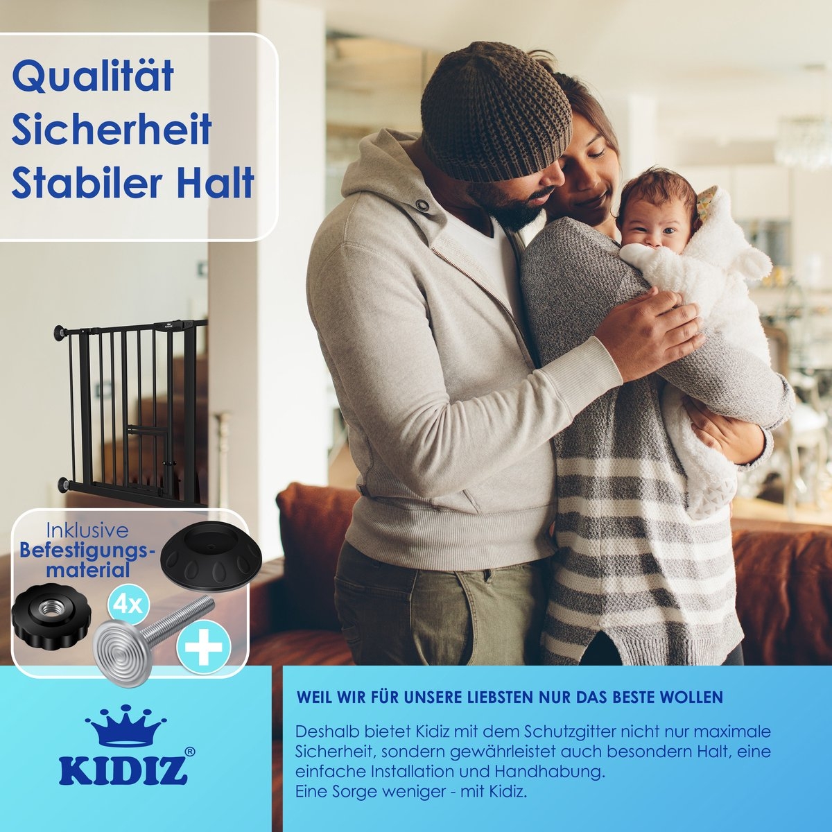 Traphekje / kinderhekje met luik voor huisdier - zonder boren - 74 - 87 cm - zwart - Afbeelding 8