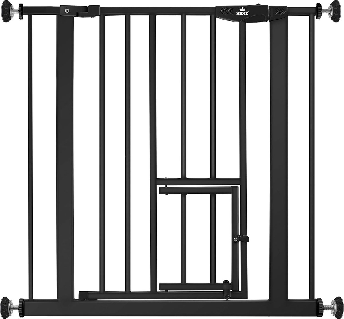 Traphekje / kinderhekje met luik voor huisdier - zonder boren - 74 - 87 cm - zwart - Afbeelding 10