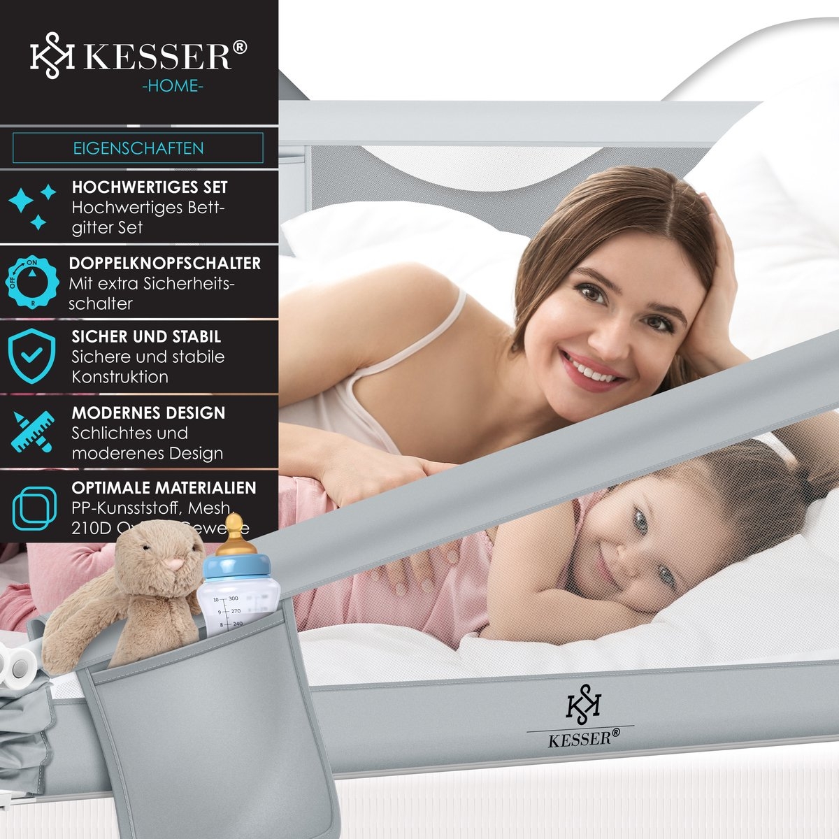 Bedhekje - bedhek kinderbedhek- 150 cm - beige - voor kind en baby - Afbeelding 3