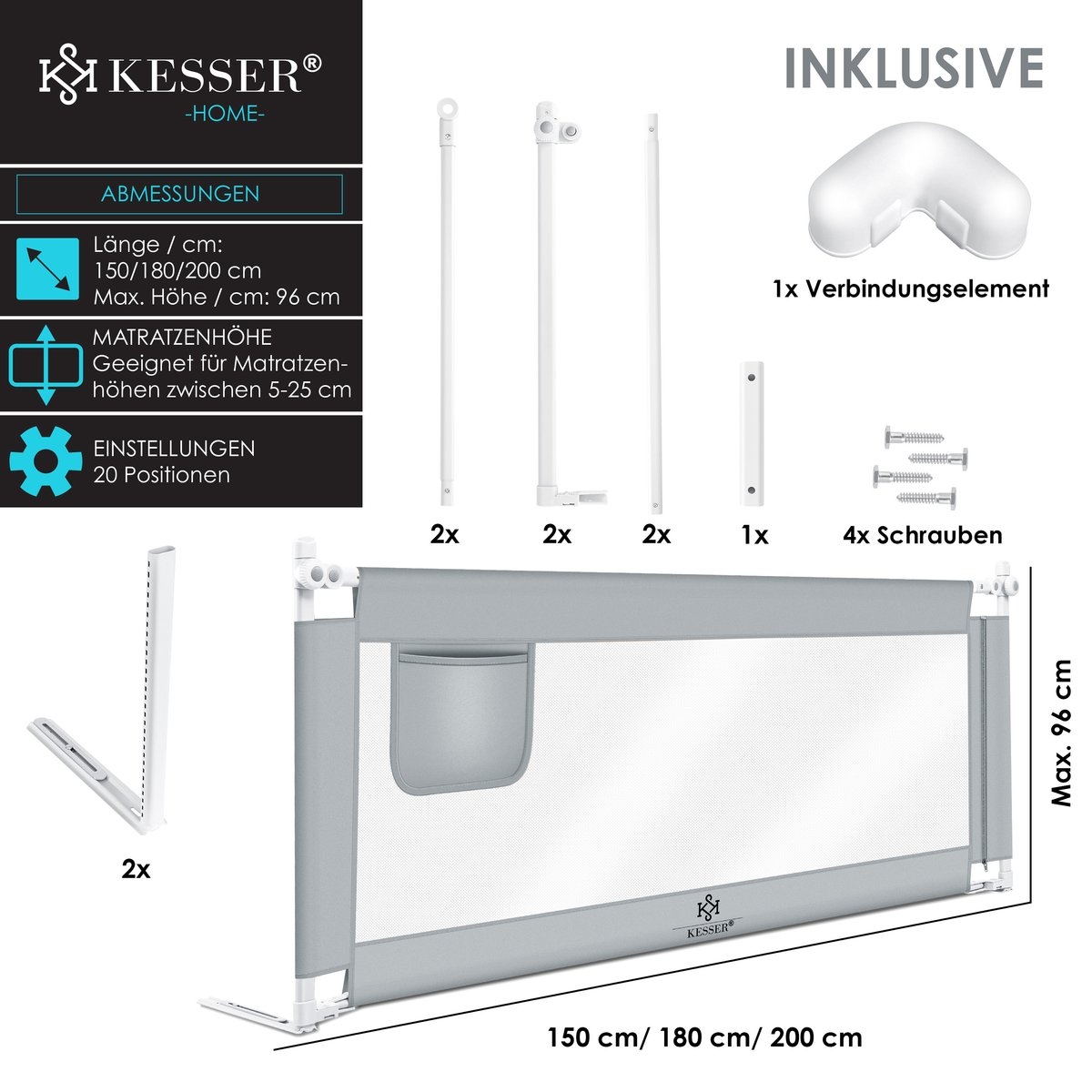 Bedhekje - bedhek kinderbedhek- 150 cm - beige - voor kind en baby - Afbeelding 6