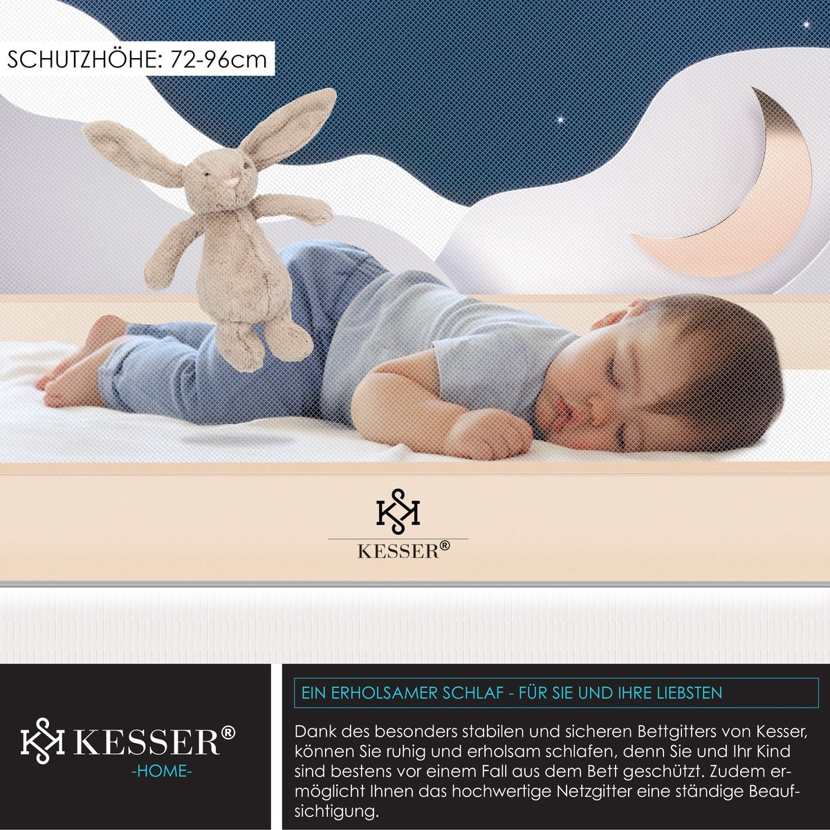 Bedhekje - bedhek kinderbedhek- 150 cm - beige - voor kind en baby - Afbeelding 8