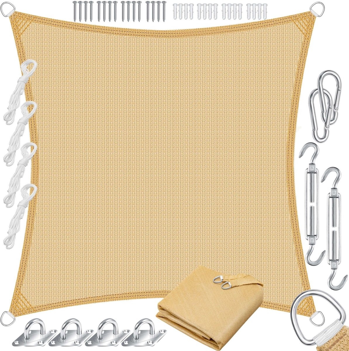 Zonnezeil - schaduwdoek - zonnescherm - 3x3 meter - zand