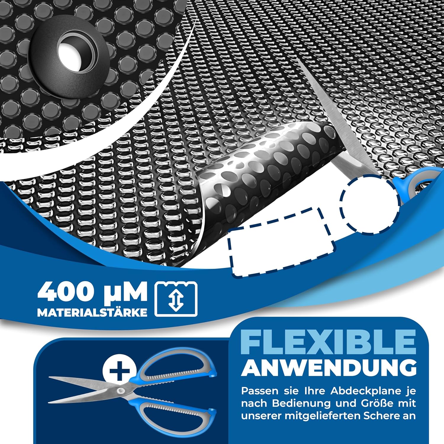 Zwembadafdekhoes / zwembad zonnezeil - rond - 427 cm diameter - zwembadverwarming - 12 ogen - schaar - Afbeelding 2