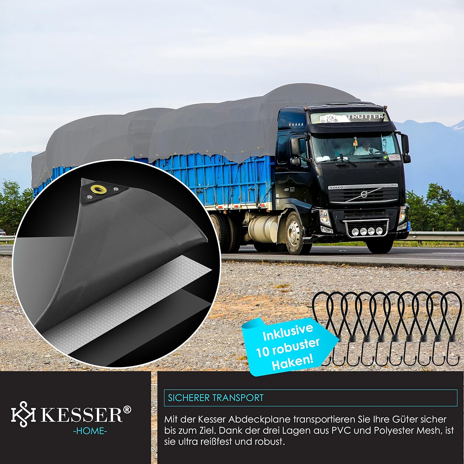 Premium afdekzeil - 700 x 400 cm met oogjes - 650 g/m² - pvc - waterdicht en scheurvast - universeel - Afbeelding 7