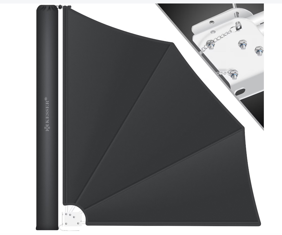 Balkonscherm opvouwbaar 140x140cm - met installatiemateriaal - donkergrijs - Afbeelding 4