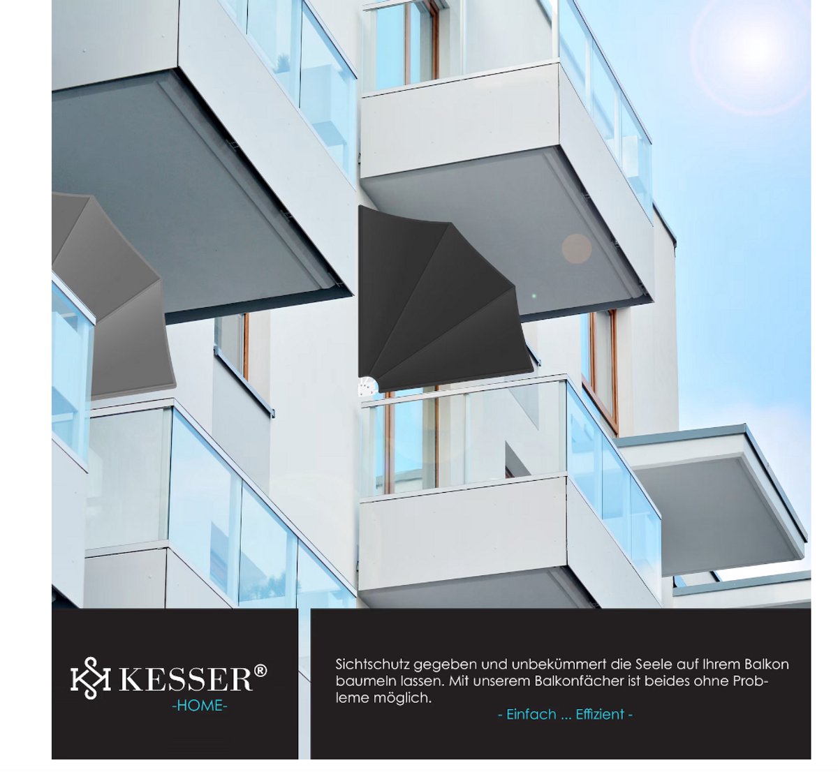 Balkonscherm opvouwbaar 140x140cm - met installatiemateriaal - donkergrijs - Afbeelding 6