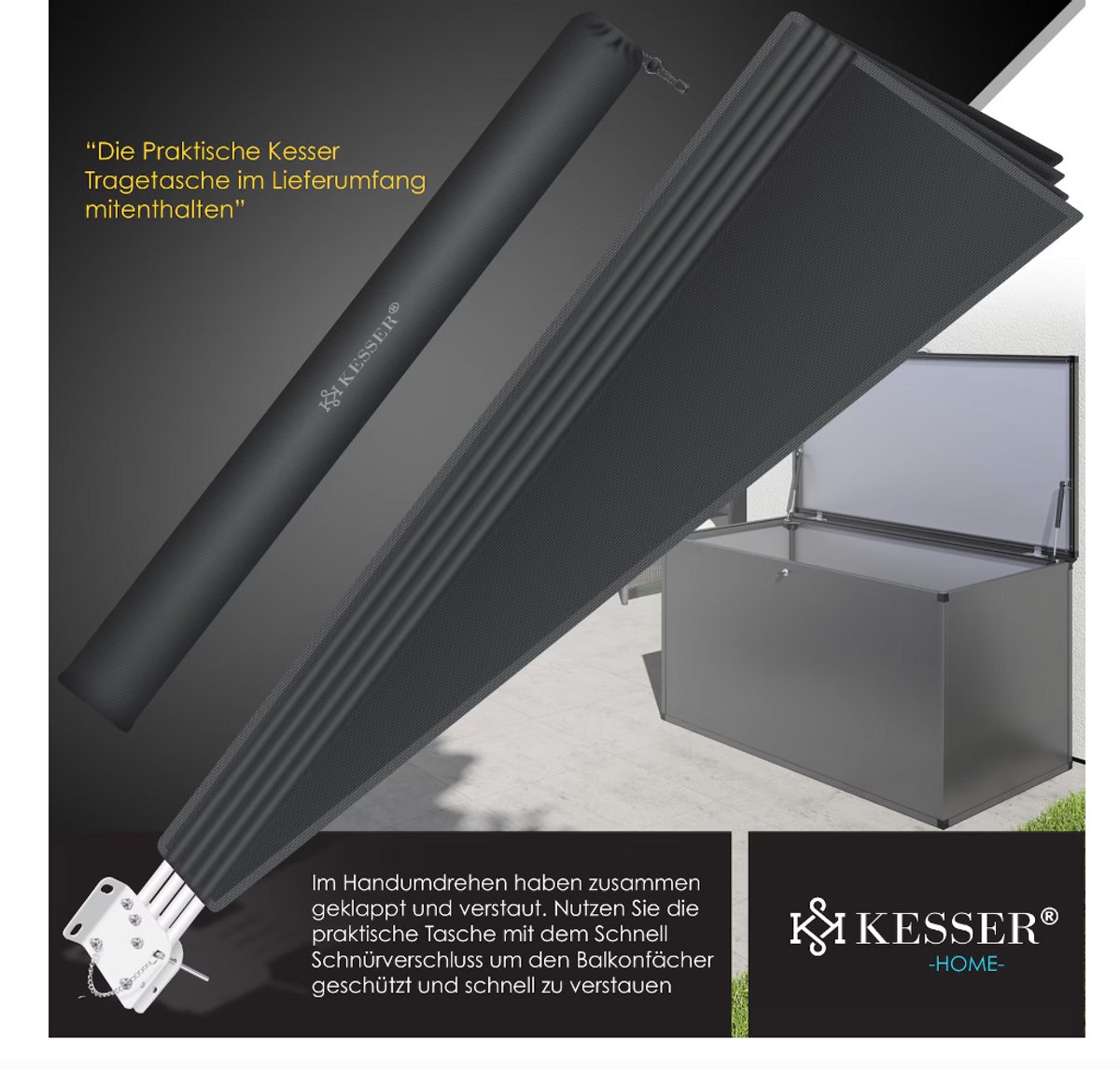 Balkonscherm opvouwbaar 140x140cm - met installatiemateriaal - donkergrijs - Afbeelding 7