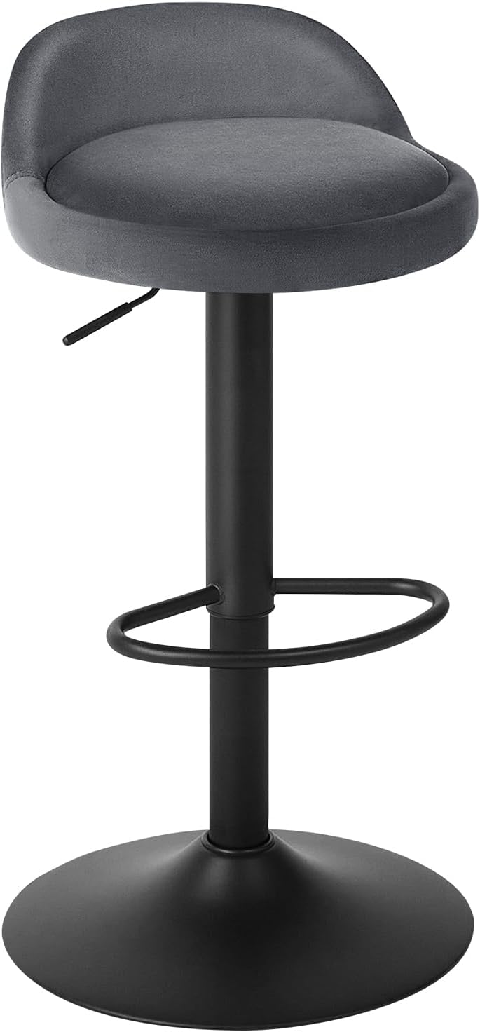 2x Woltu - barkruk grijs met zwart - verstelbare hoogte - draaibaar en voetensteun - metaal - set van 2 stuks - Afbeelding 5