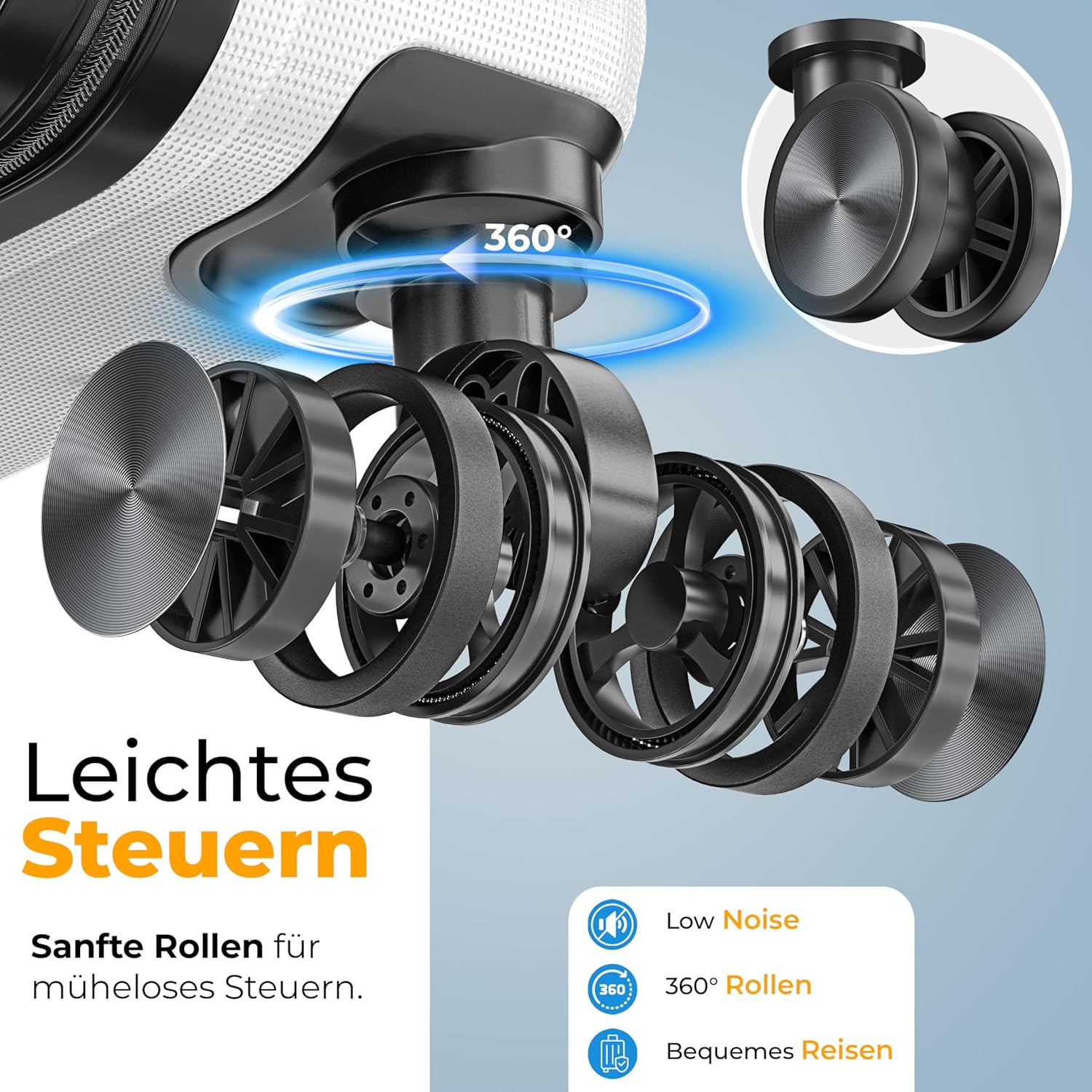 Reiskoffer- met wielen - hardcase - 66 cm / 84 liter - met slot - wit - Afbeelding 4