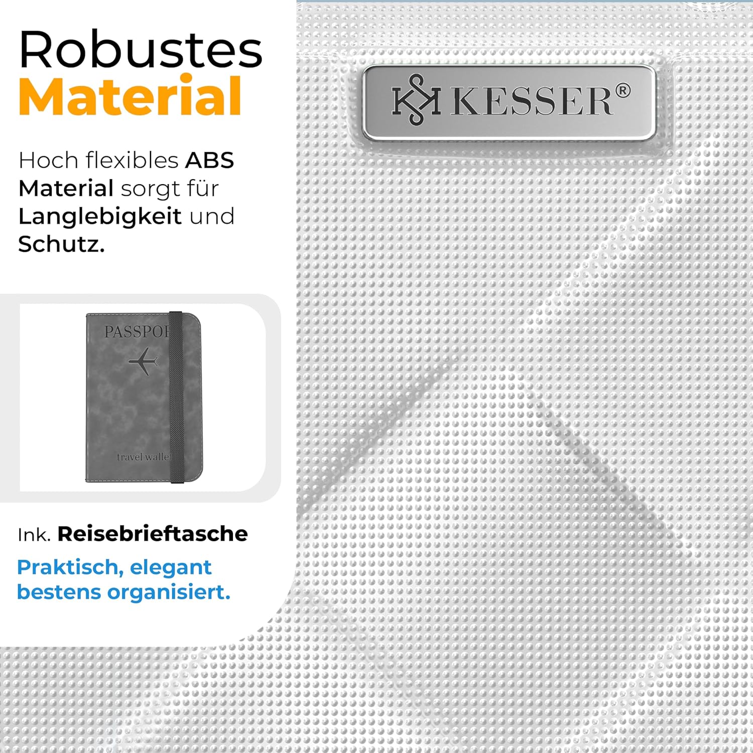 Reiskoffer- met wielen - hardcase - 66 cm / 84 liter - met slot - wit - Afbeelding 7