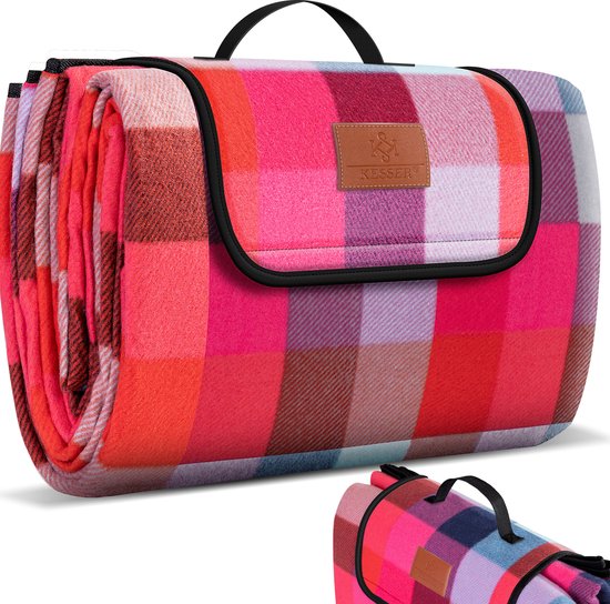 Picknickkleed waterdicht 200x200 cm - geïsoleerd buitenkleed voor 4-6 Personen - wasbaar - rood tinten