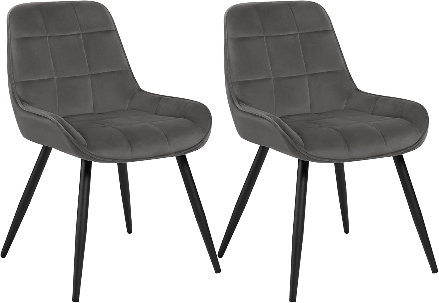 2x eetkamerstoel / kuipstoel / keukenstoel - stoffen zitting met metalen frame - donkergrijs - set van 2 stuks