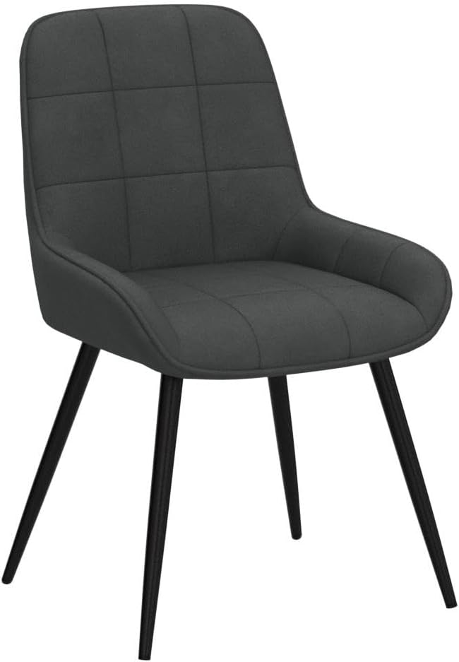 2x eetkamerstoel / kuipstoel / keukenstoel - stoffen zitting met metalen frame - donkergrijs - set van 2 stuks - Afbeelding 4