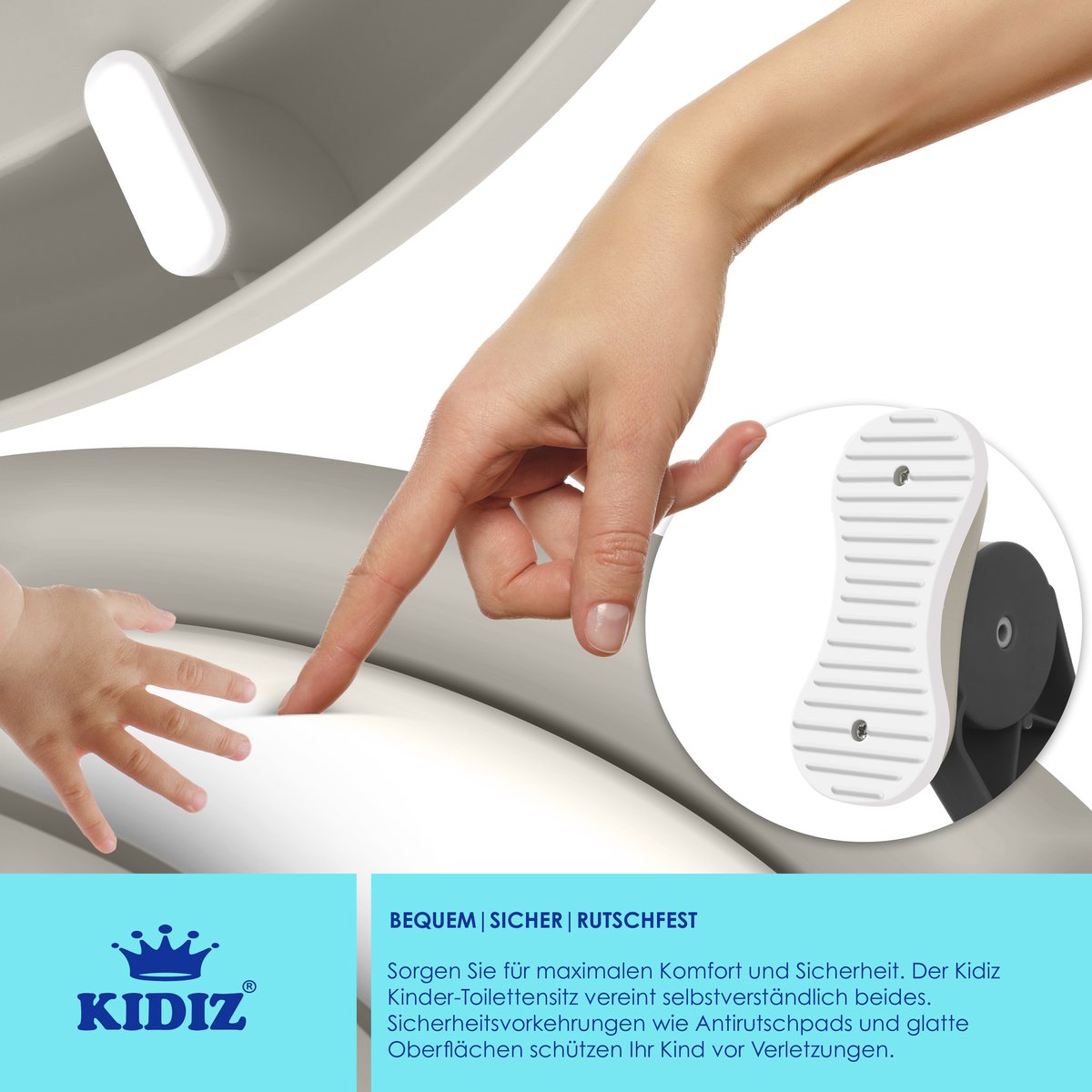 Toiletbril voor kinderen met opstapje - kindertoiletbril / toilettrainer - hoogte verstelbaar - grijs - Afbeelding 4
