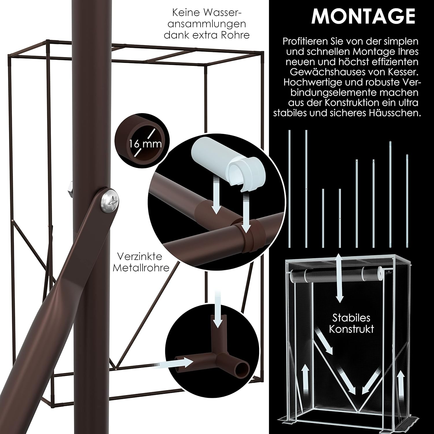 tomatenkas / tuinkas / foliekas - met oproldeur - 100 x 50 x 150 cm - voor tuin en balkon - Afbeelding 5