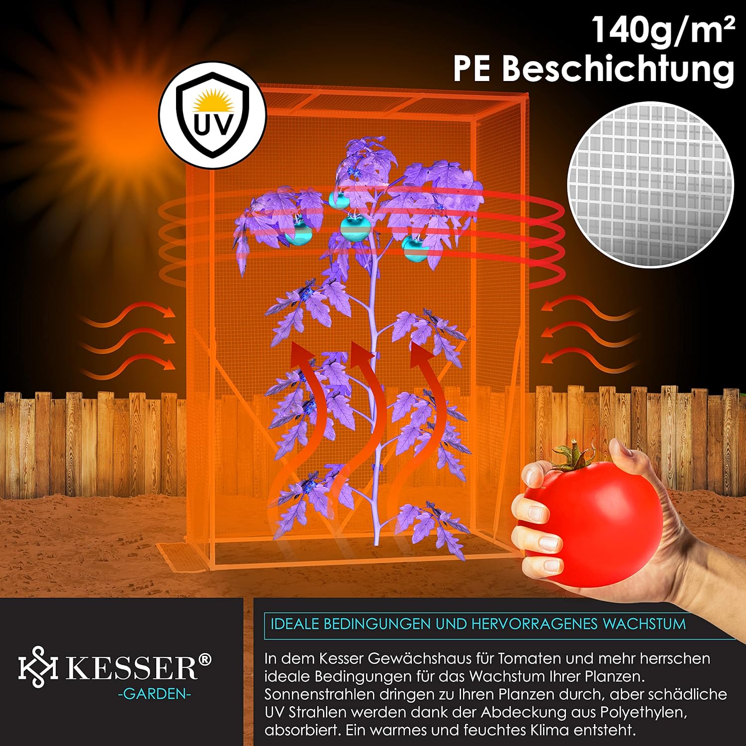 tomatenkas / tuinkas / foliekas - met oproldeur - 100 x 50 x 150 cm - voor tuin en balkon - Afbeelding 3