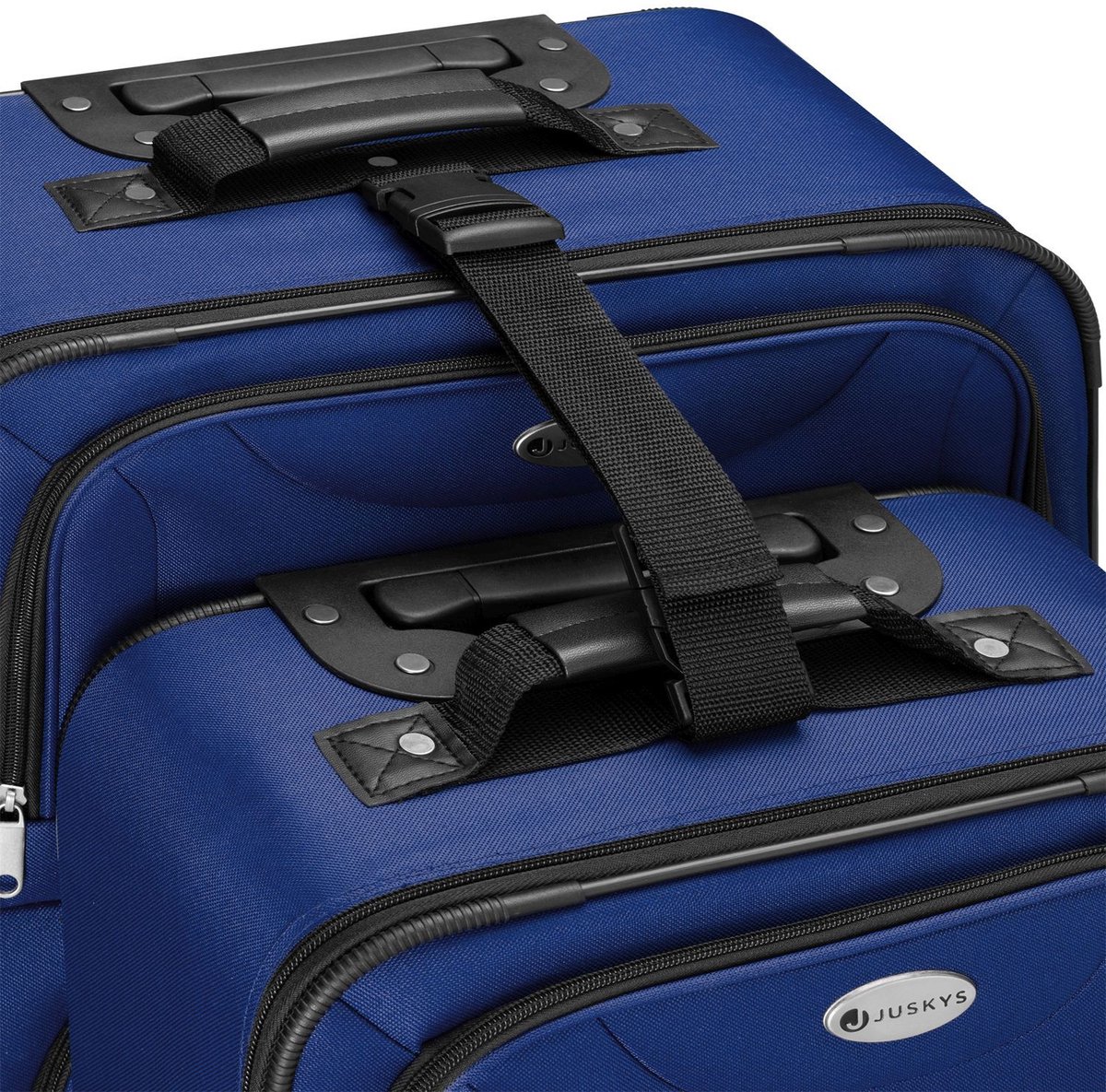 4-delige trolley kofferset - softcase (mesh) - met wieltjes - telescopisch handvat - blauw - Afbeelding 3