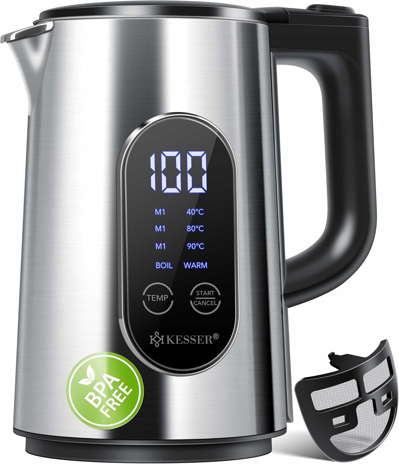 RVS waterkoker - 1,7 liter - LED-display - 4 standen - van 40°C tot 100°C -warmhoudfunctie - 2200 watt