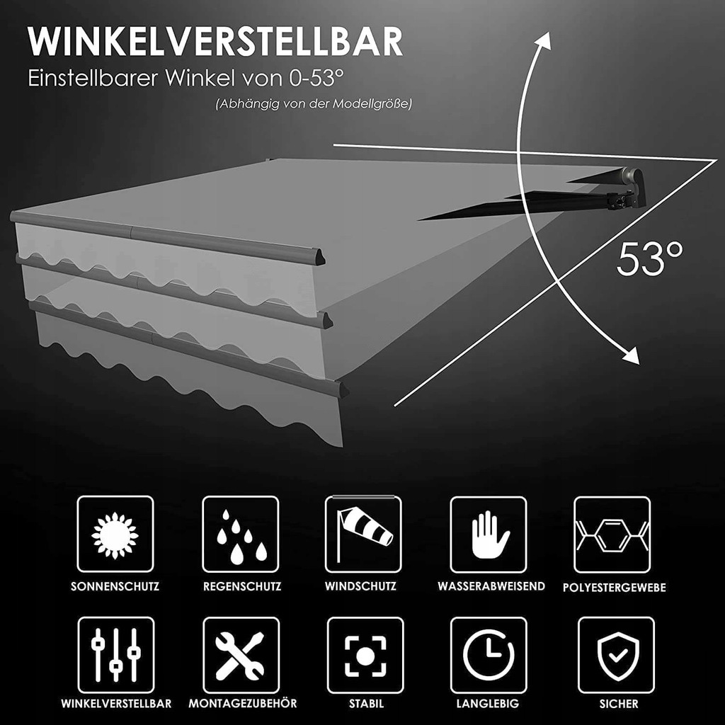 Zonnescherm - luifel - knikarmscherm - beige - 250x200 cm - Afbeelding 2
