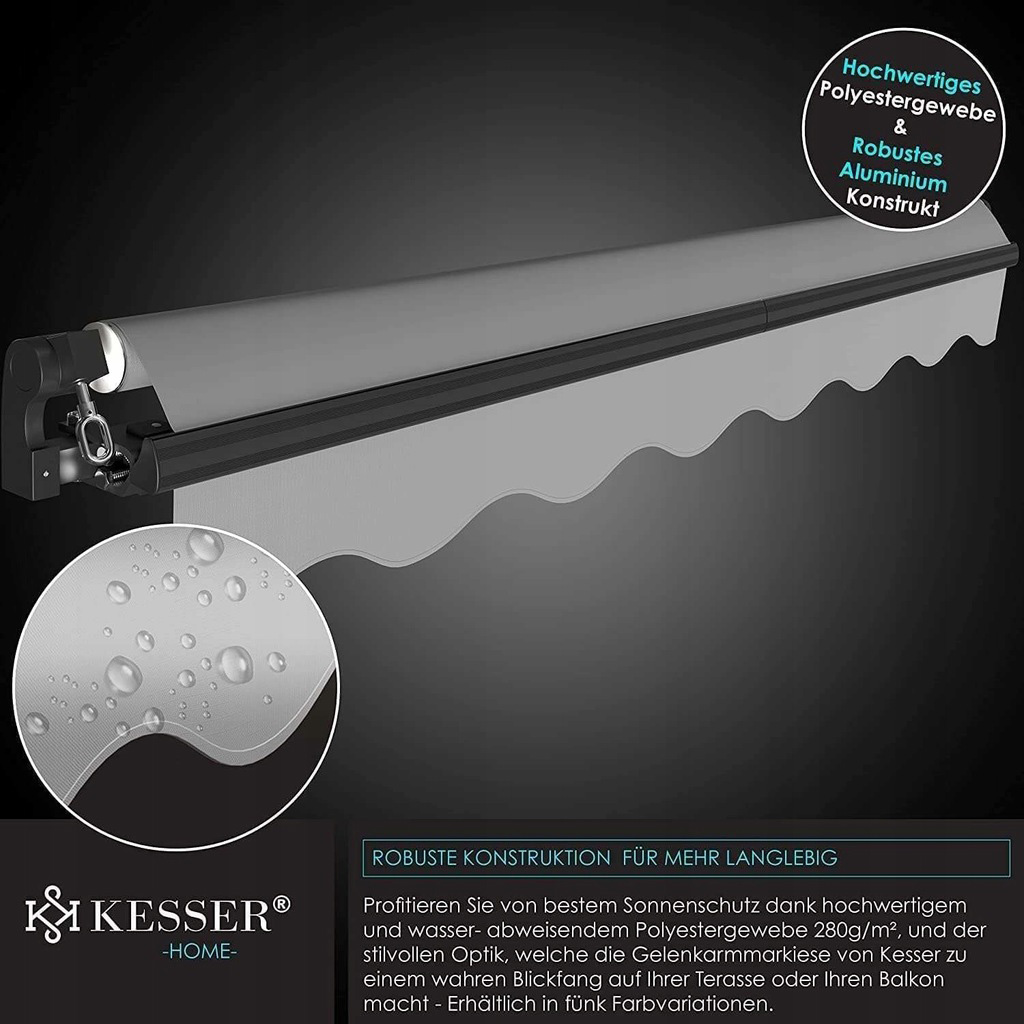 Zonnescherm - luifel - knikarmscherm - beige - 250x200 cm - Afbeelding 3