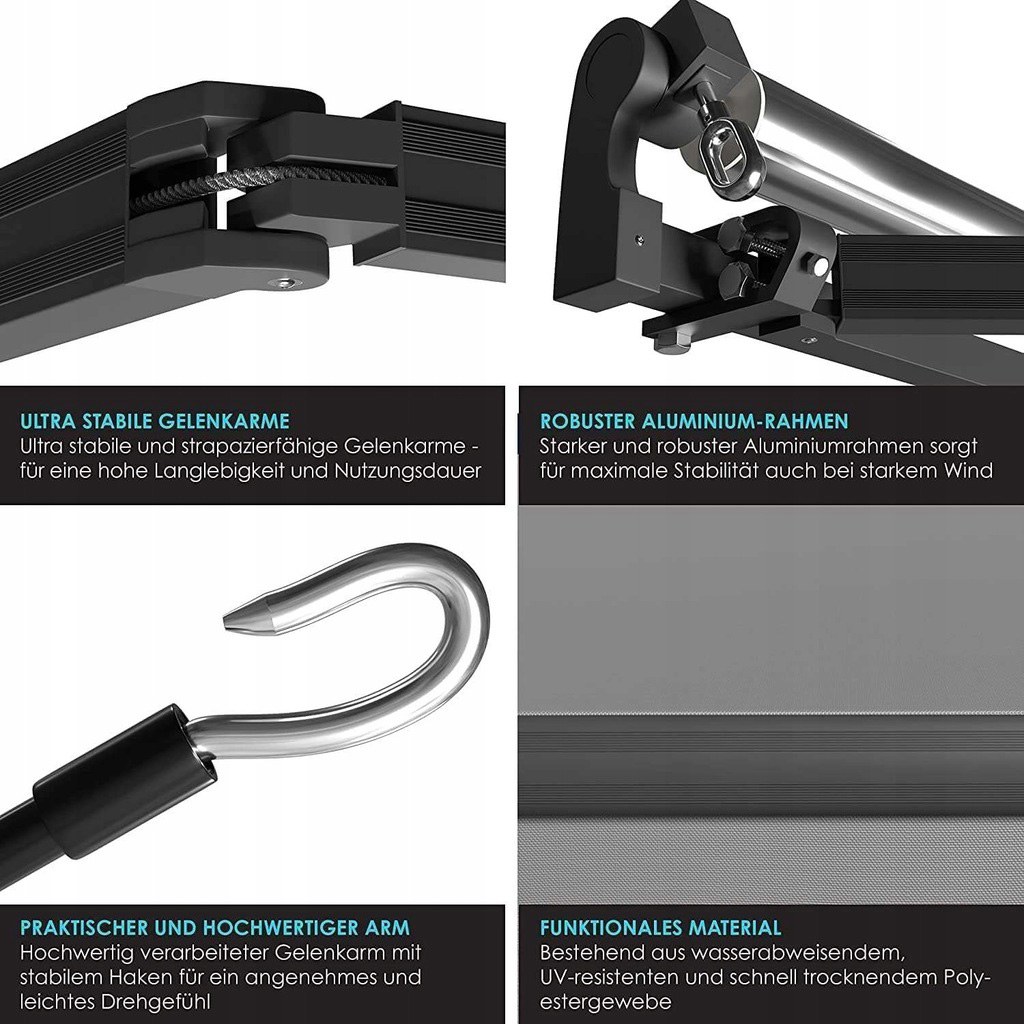 Zonnescherm - luifel - knikarmscherm - beige - 250x200 cm - Afbeelding 6