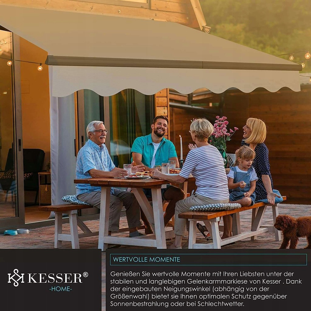 Zonnescherm - luifel - knikarmscherm - beige - 250x200 cm - Afbeelding 7