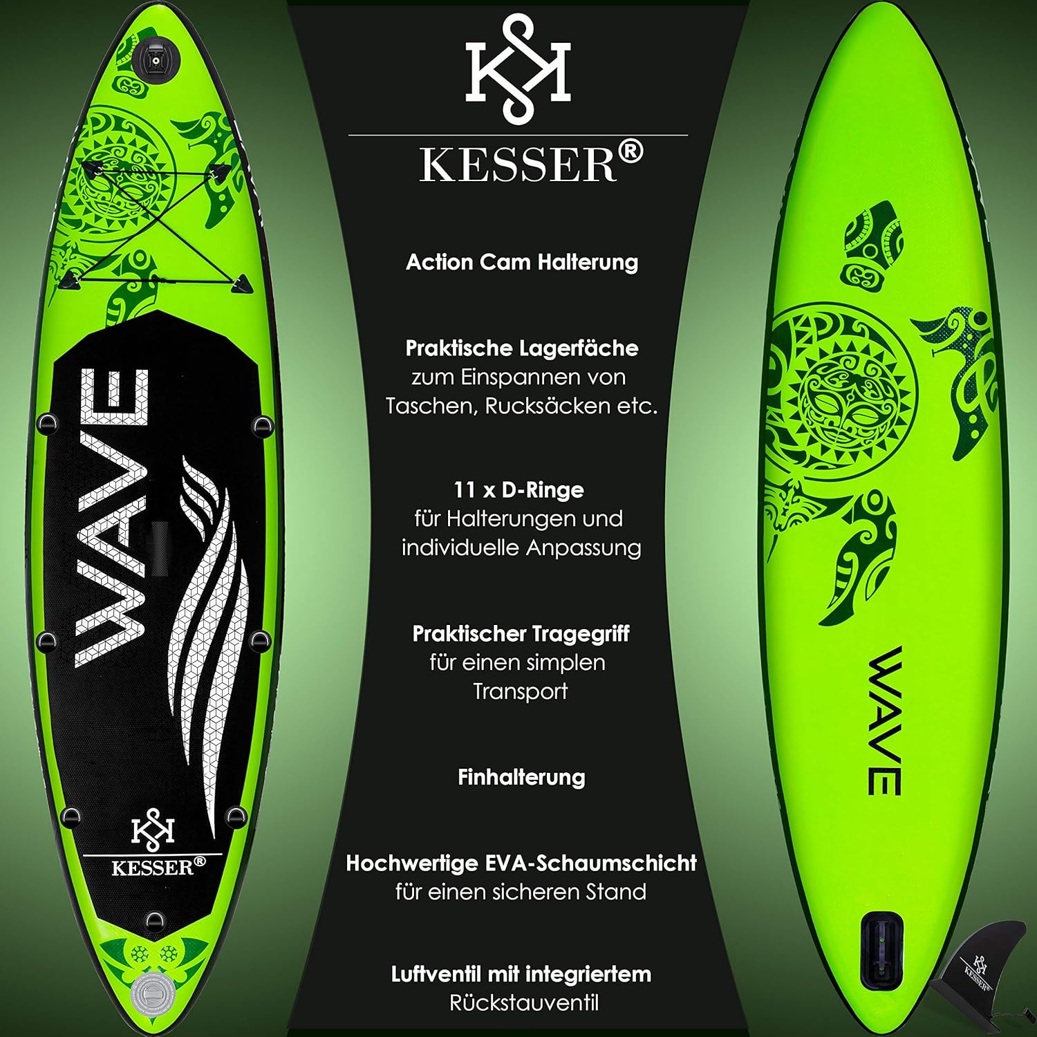 Kesser - SUP Board opblaasset - Stand Up Paddle Board - lengte 320 cm - 6 inch dikte - met accessoires - maximaal 130 kg - Afbeelding 2