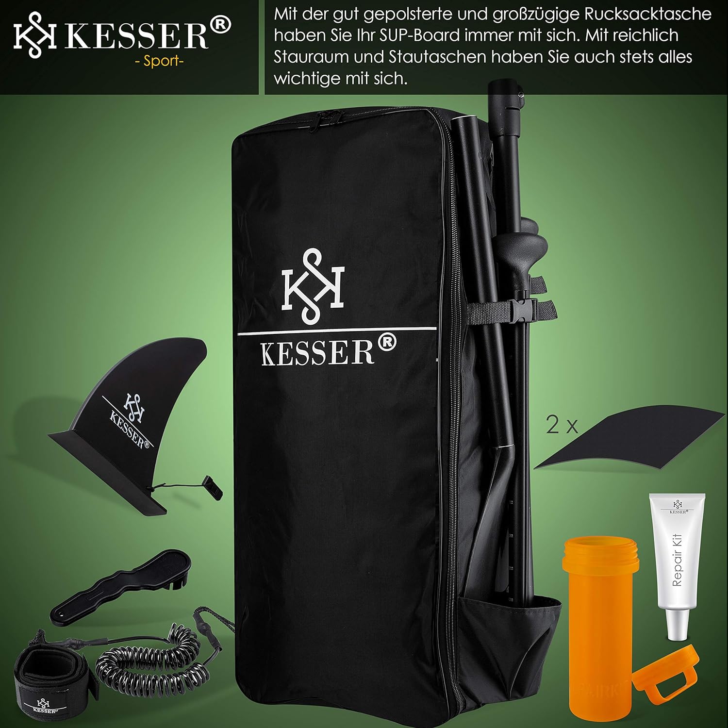 Kesser - SUP Board opblaasset - Stand Up Paddle Board - lengte 320 cm - 6 inch dikte - met accessoires - maximaal 130 kg - Afbeelding 6