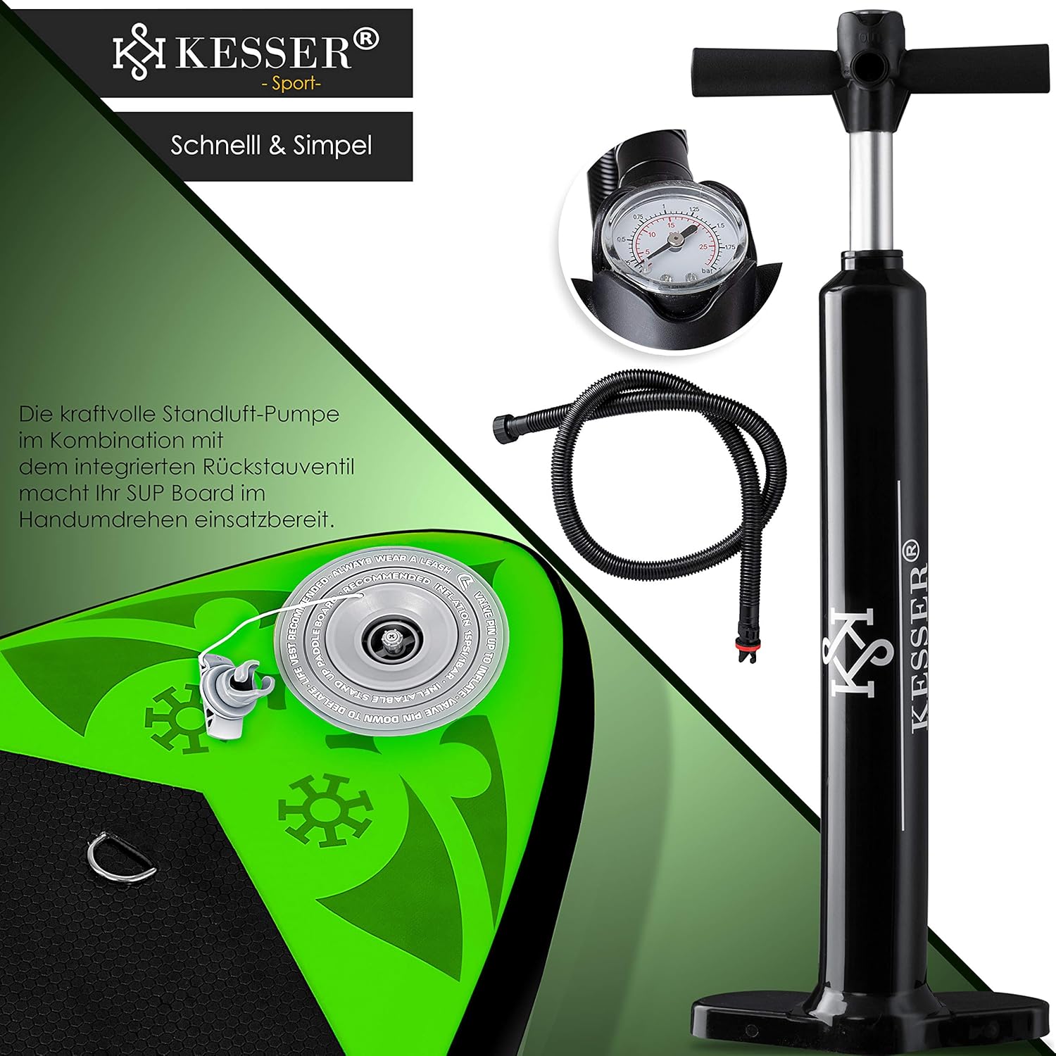 Kesser - SUP Board opblaasset - Stand Up Paddle Board - lengte 320 cm - 6 inch dikte - met accessoires - maximaal 130 kg - Afbeelding 7