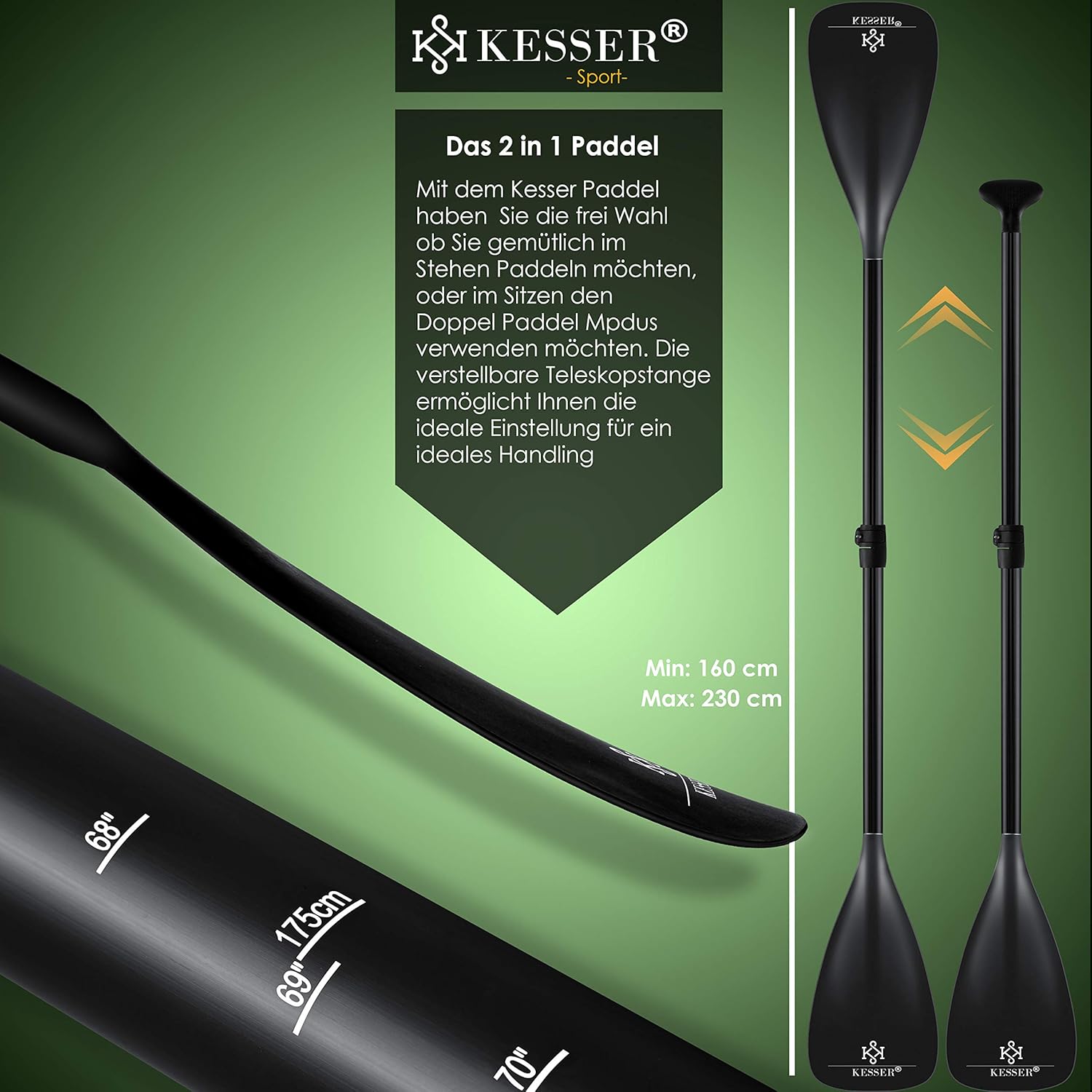 Kesser - SUP Board opblaasset - Stand Up Paddle Board - lengte 320 cm - 6 inch dikte - met accessoires - maximaal 130 kg - Afbeelding 8
