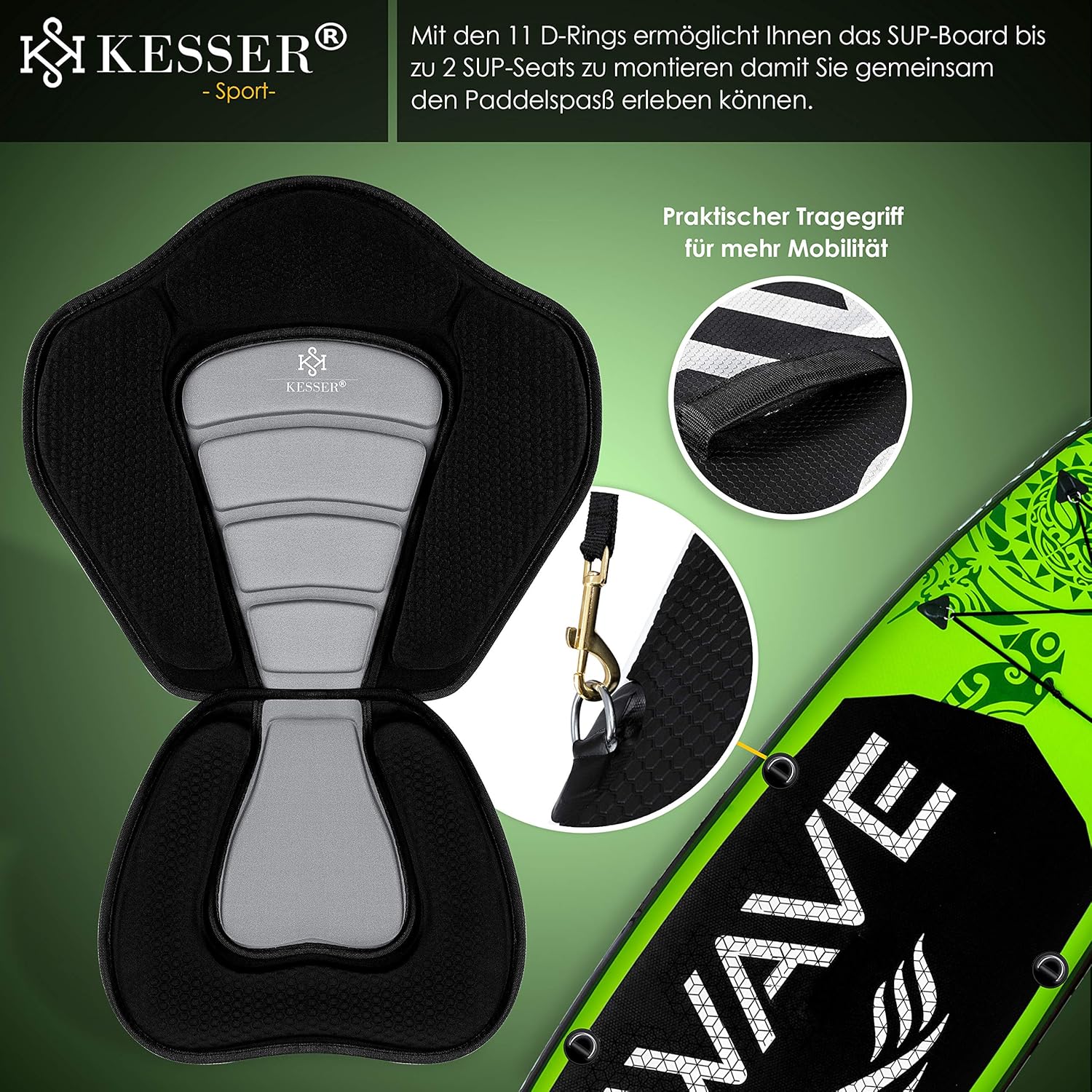 Kesser - SUP Board opblaasset - Stand Up Paddle Board - lengte 320 cm - 6 inch dikte - met accessoires - maximaal 130 kg - Afbeelding 9