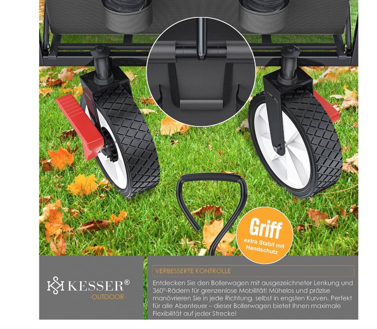 Opvouwbare bolderwagen - met dak - transportwagen met massieve wielen - grijs / antraciet - Afbeelding 4