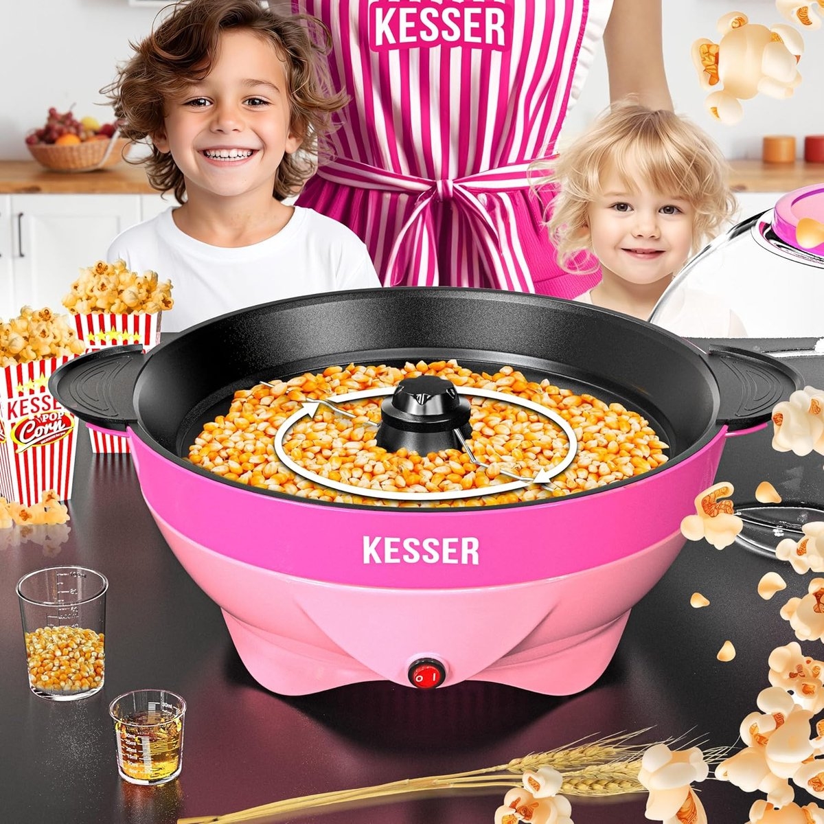 Popcornmachine - popcornmaker - 5,5 liter - met anti-aanbaklaag - deksel en serveerschaal - Afbeelding 12
