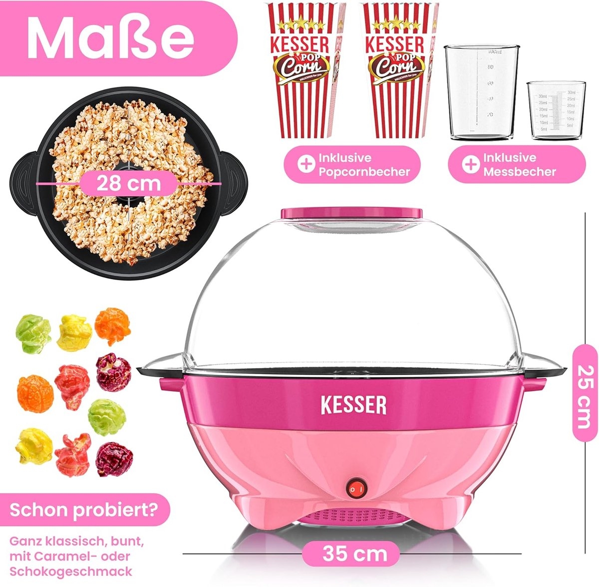 Popcornmachine - popcornmaker - 5,5 liter - met anti-aanbaklaag - deksel en serveerschaal - Afbeelding 15