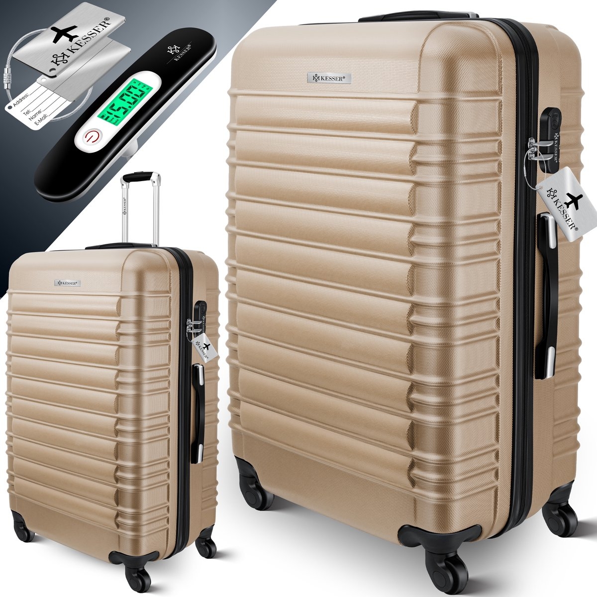 Koffer / Reiskoffer met 4 Wielen - 120 liter - 75 cm - met slot - ABS hardcase - telescopisch handvat - champagnekleur