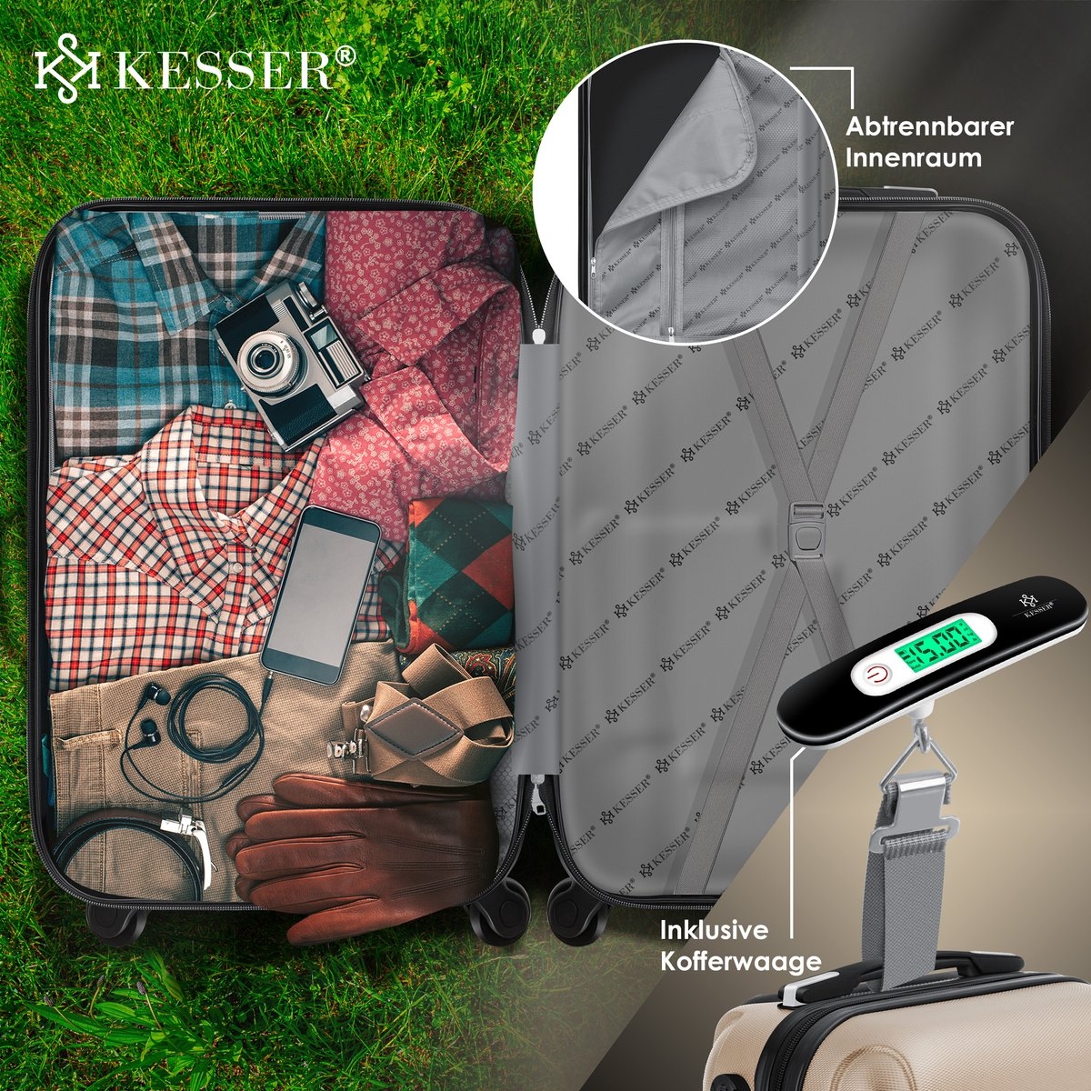 Koffer / Reiskoffer met 4 Wielen - 120 liter - 75 cm - met slot - ABS hardcase - telescopisch handvat - champagnekleur - Afbeelding 7