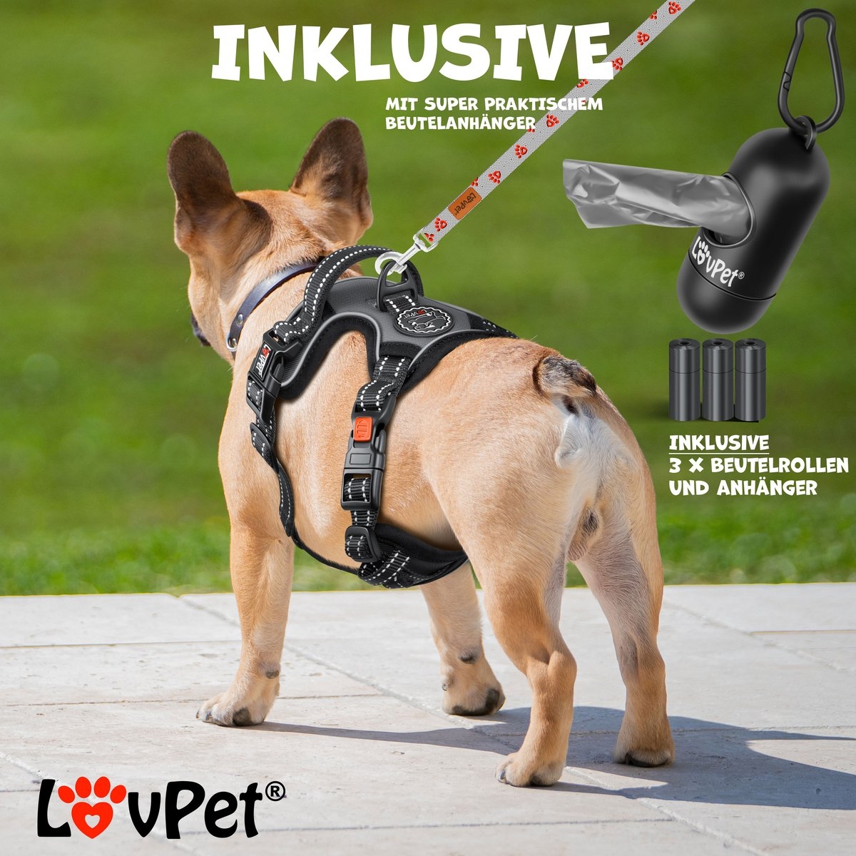 Reflecterende hondentuigje - hondenharnas - maat M - anti-trek tuig - verstelbaar met handvat - antraciet - Afbeelding 7