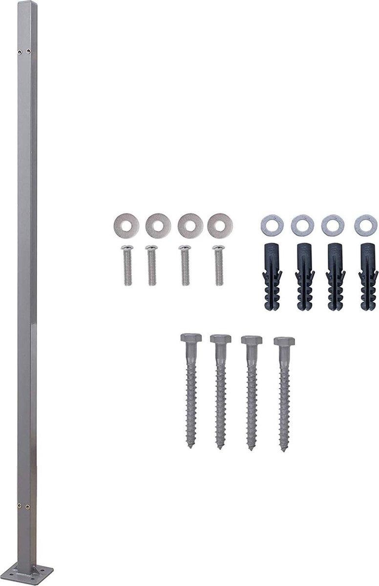 Songmics - staan paal voor windscherm / zonnescherm - losstaande montagepaal voor staand scherm - 11,5 x 11,5 x 152 cm - grijs - GSA002 - Afbeelding 3