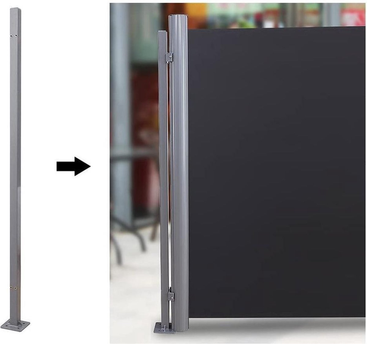 Songmics - staan paal voor windscherm / zonnescherm - losstaande montagepaal voor staand scherm - 11,5 x 11,5 x 152 cm - grijs - GSA002 - Afbeelding 5