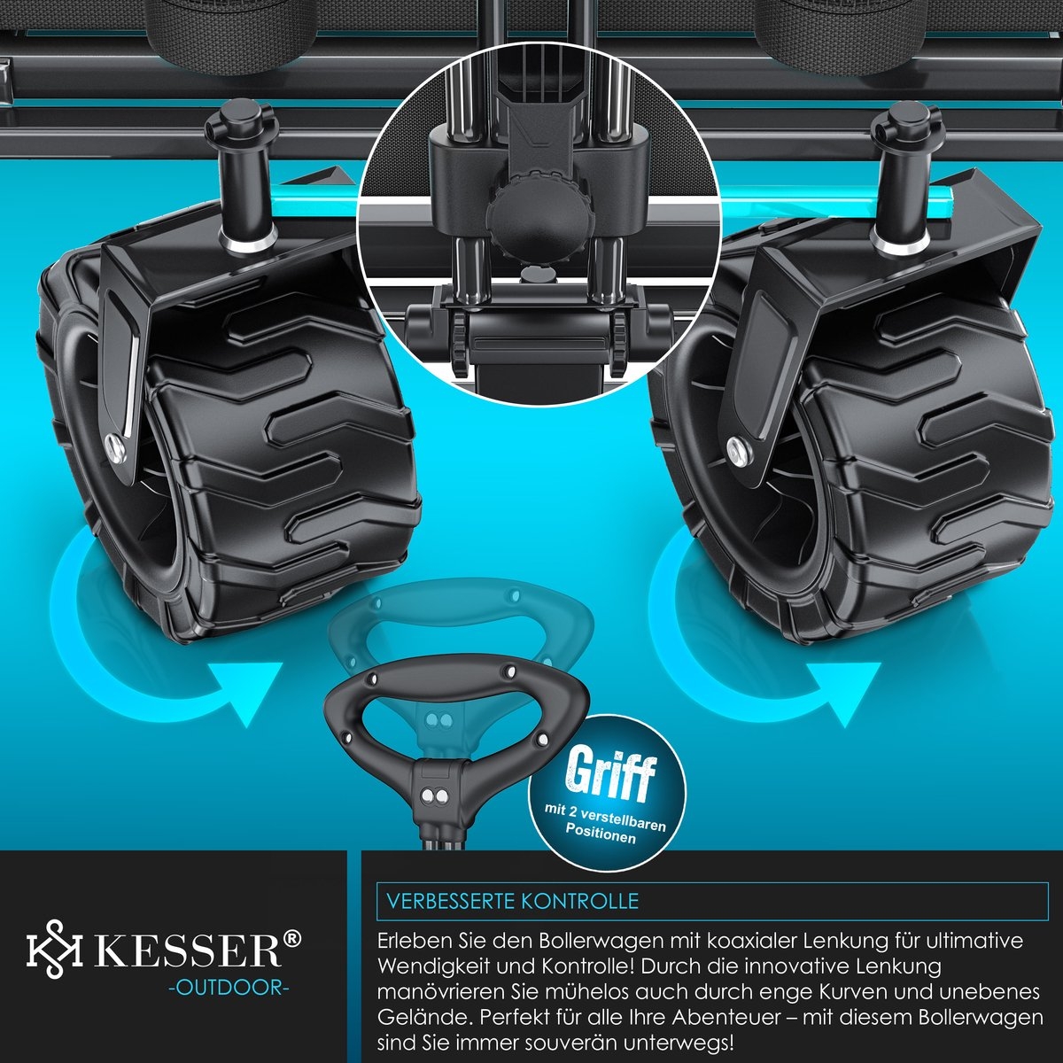 Opvouwbaar bolderwagen - tot 120 kg draagvermogen - bak afmeting 92x56 cm - zwart met grijs - Afbeelding 11