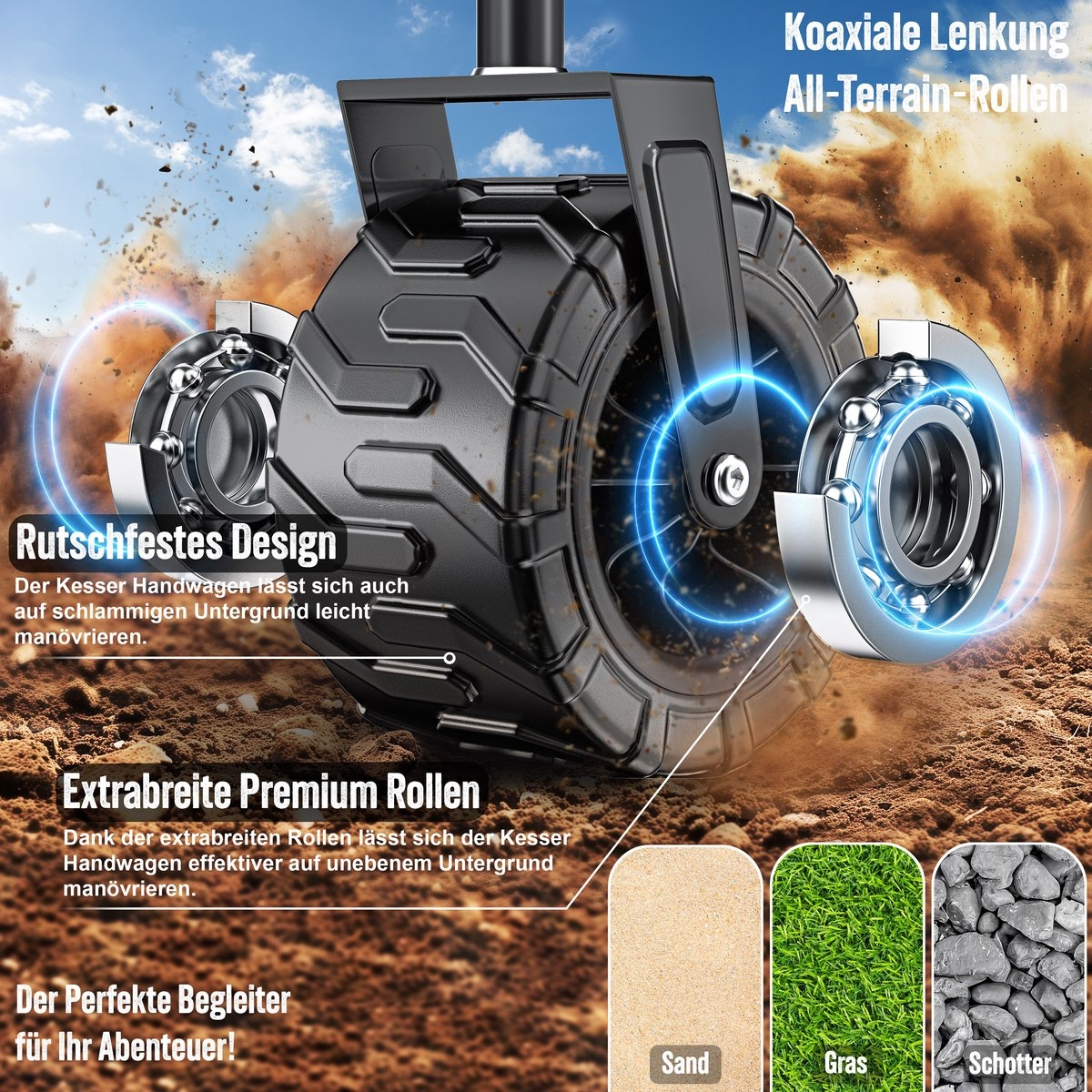 Opvouwbaar bolderwagen - tot 120 kg draagvermogen - bak afmeting 92x56 cm - zwart met grijs - Afbeelding 14