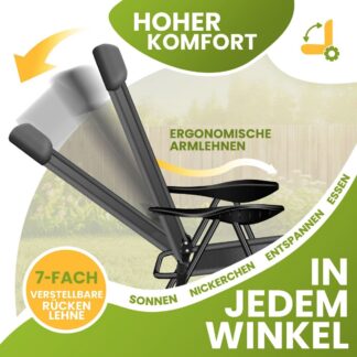 2x tuinstoel - weerbestendig - stabiel en verstelbaar - opvouwbare constructie - max tot 110 kg - set van 2 stuks