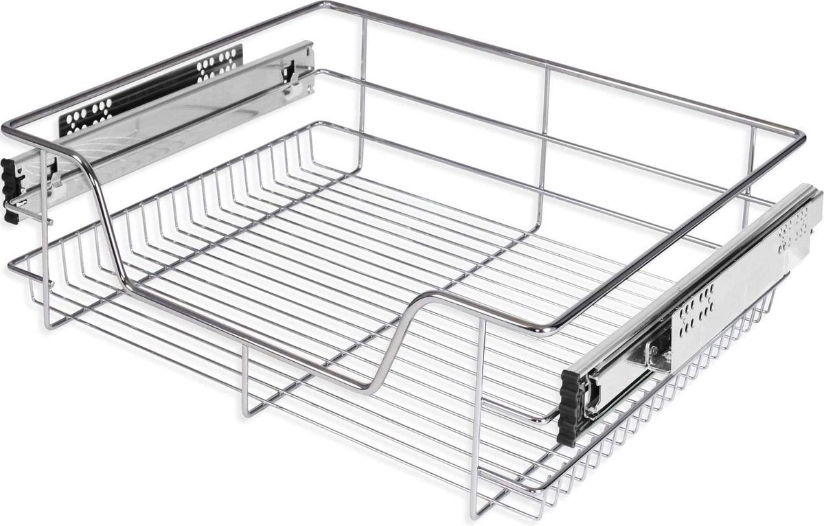 Keukenlade voor inbouw - geschikt voor kastbreedte 60 cm - uittrekbaar - zilver - Afbeelding 2